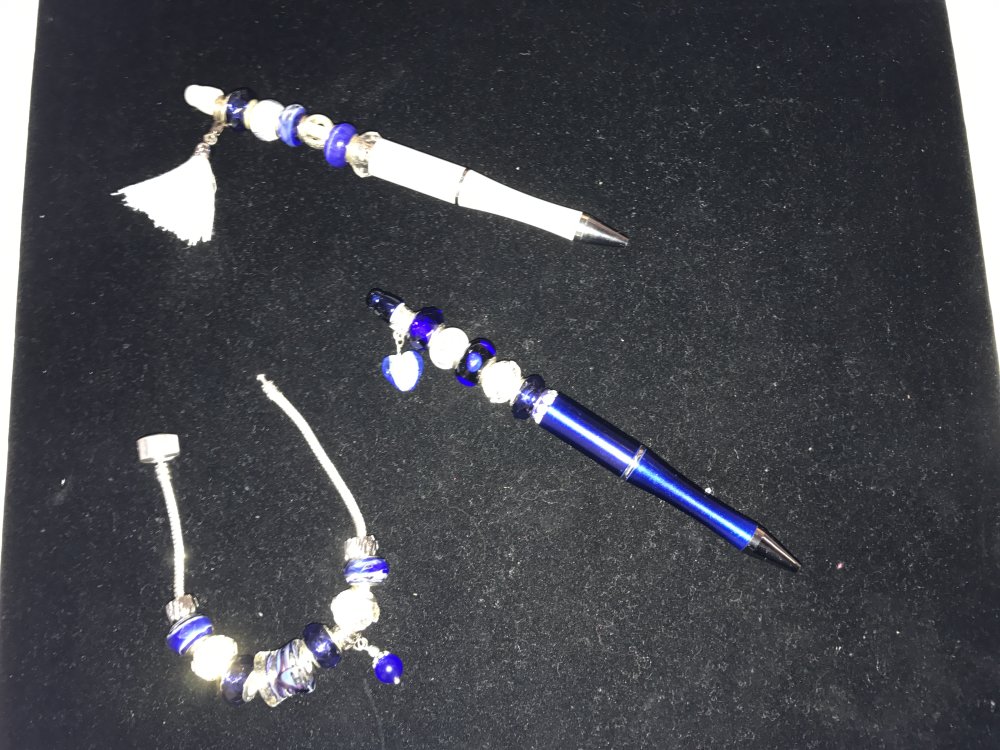 Blue Azure dekorativ perlepenn for tilpasning x 1 stk.
