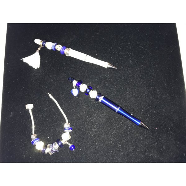 Blue Azure dekorativ perlepenn for tilpasning x 1 stk.