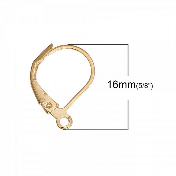 Support Boucle d'oreille Dormeuse N&deg;16 Plaqu&eacute; Or 14K x 5 paires