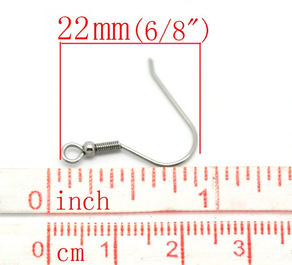 Øredobbholder Rustfritt stål krok N°07 x 5 par