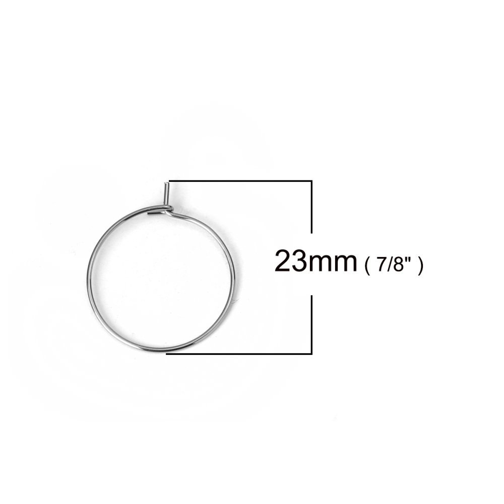 Creole øredobbholder rustfritt stål sølv N°03-20 mm x 5 par