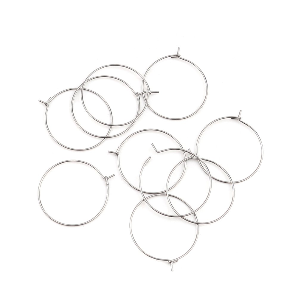 Creole øredobbholder rustfritt stål sølv N°03-25 mm x 5 par