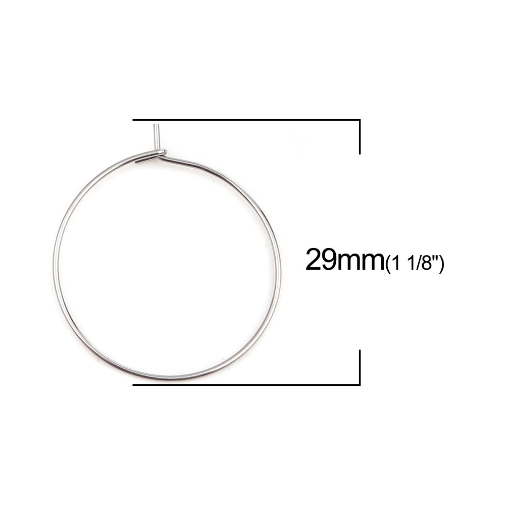Creole øredobbholder rustfritt stål sølv N°03-25 mm x 5 par