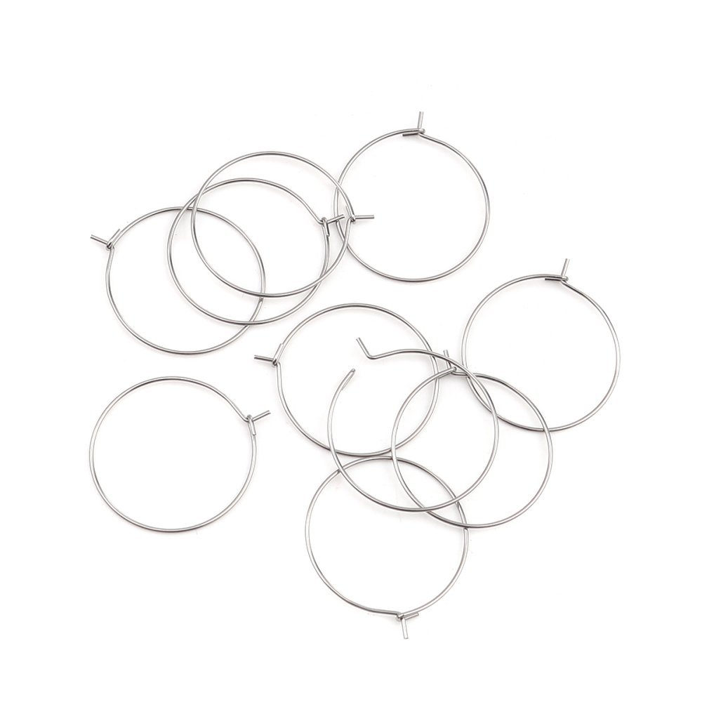 Sølv kreol øredobber holder rustfritt stål N°03-30 mm x 5 par