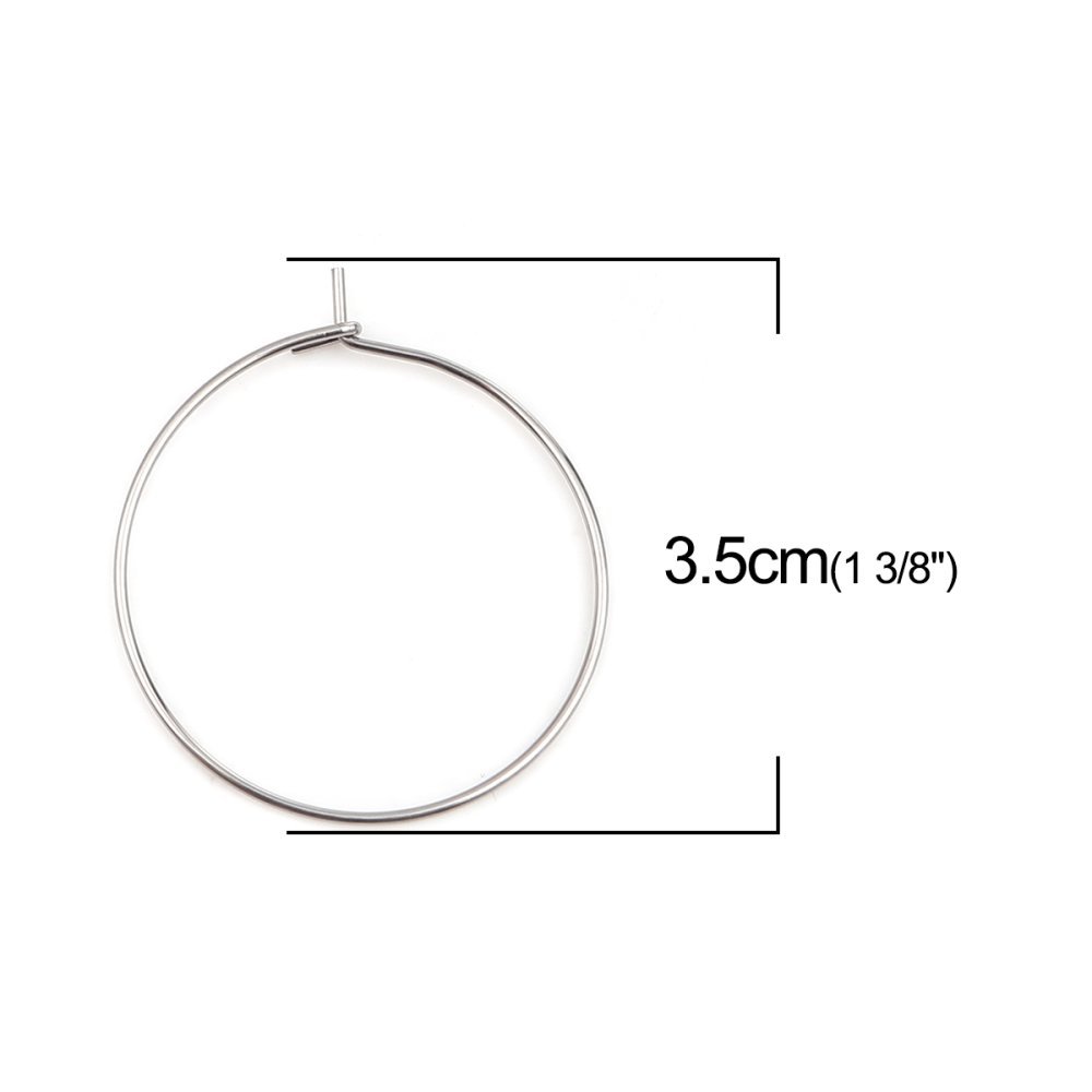 Sølv kreol øredobber holder rustfritt stål N°03-30 mm x 5 par
