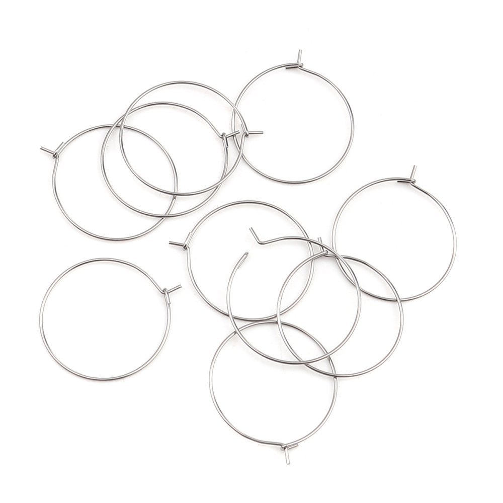 Creole øredobbholder rustfritt stål sølv N°03-35 mm x 5 par