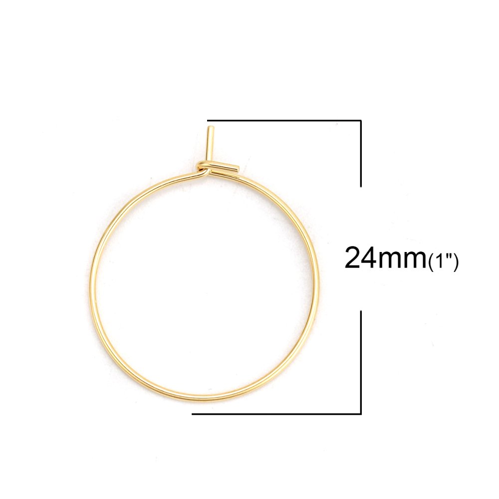Gullbelagt Creole øredobberholder i rustfritt stål N°03-20 mm x 5 par