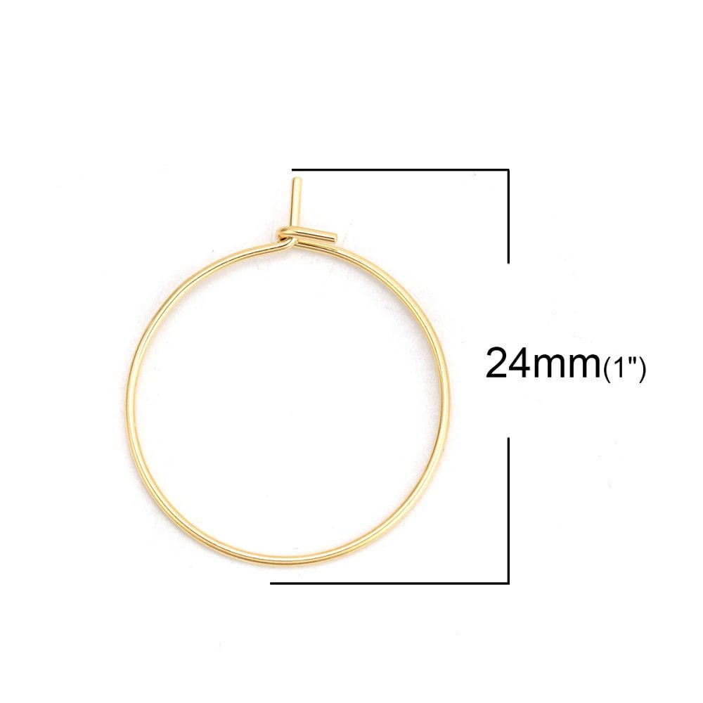 Gullbelagt Creole øredobberholder i rustfritt stål N°03-20 mm x 5 par