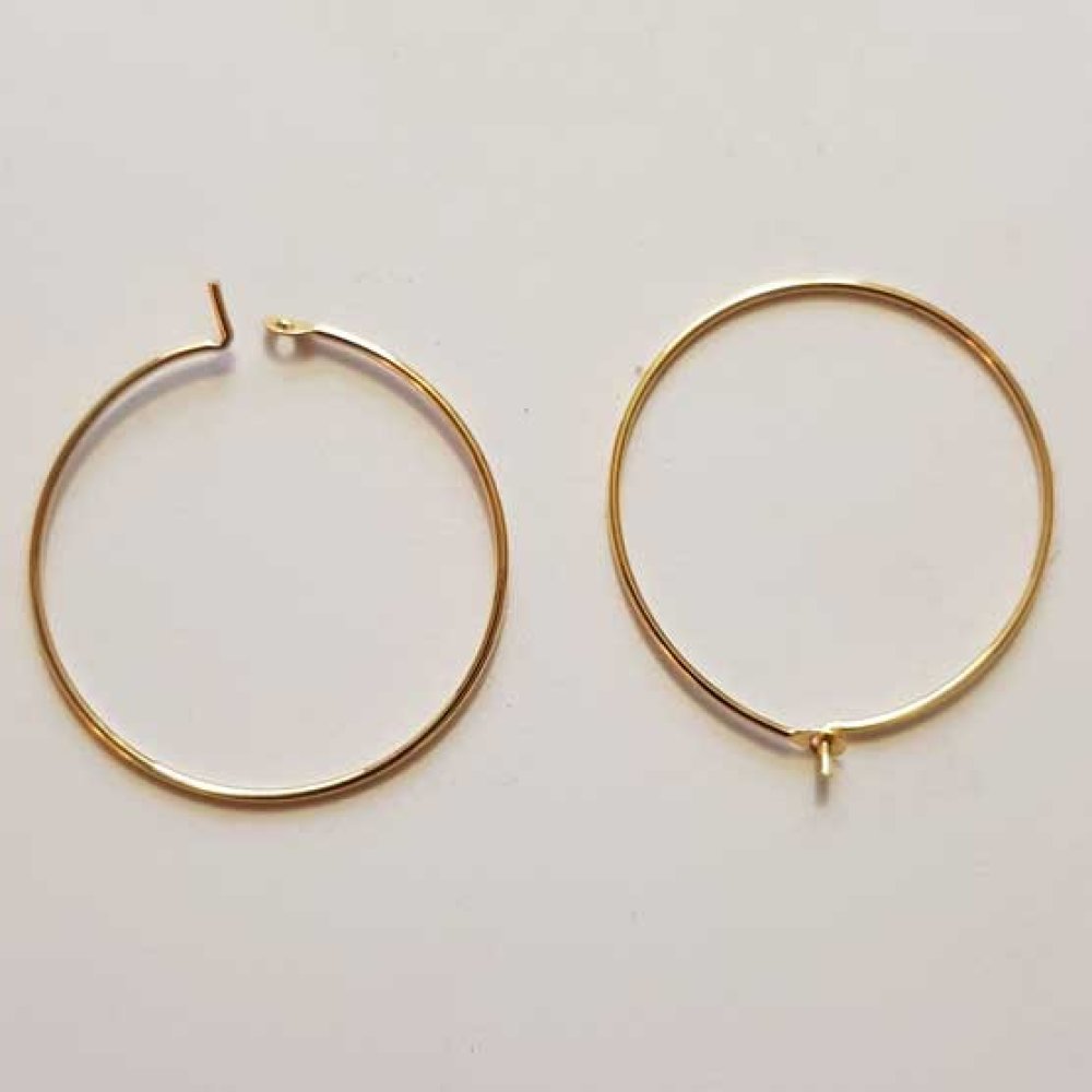 Creole øredobbholder 18K gullbelagt N°01-25 mm x 1 par