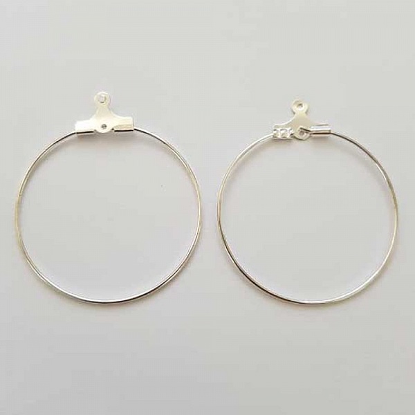 Support Boucle d'oreille Cr&eacute;ole M&eacute;tal Argent&eacute; 35 mm x 1 paire