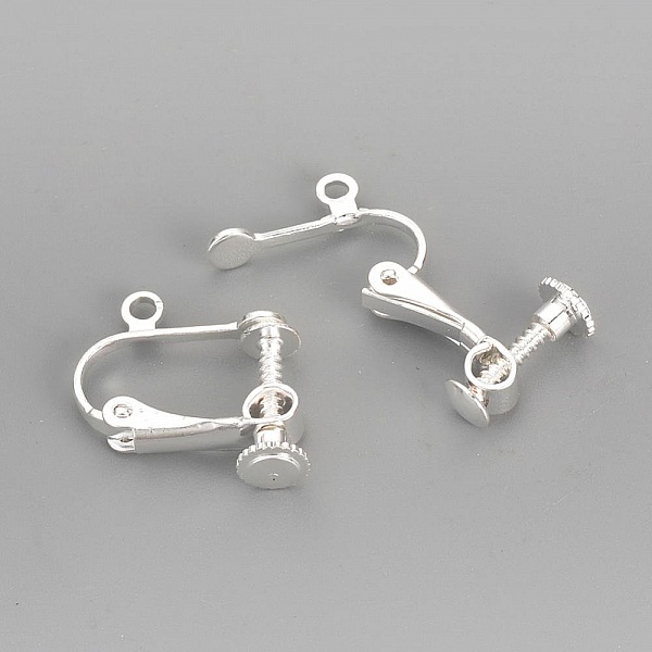 Support Boucle d'oreille Clip r&eacute;glable &agrave; vis argent&eacute; 15 x 17 mm x 1 paire