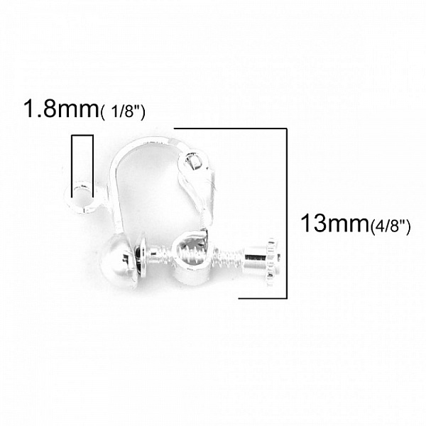 Support Boucle d'oreille Clip r&eacute;glable &agrave; vis argent&eacute; 13 x 18 mm x 1 paire
