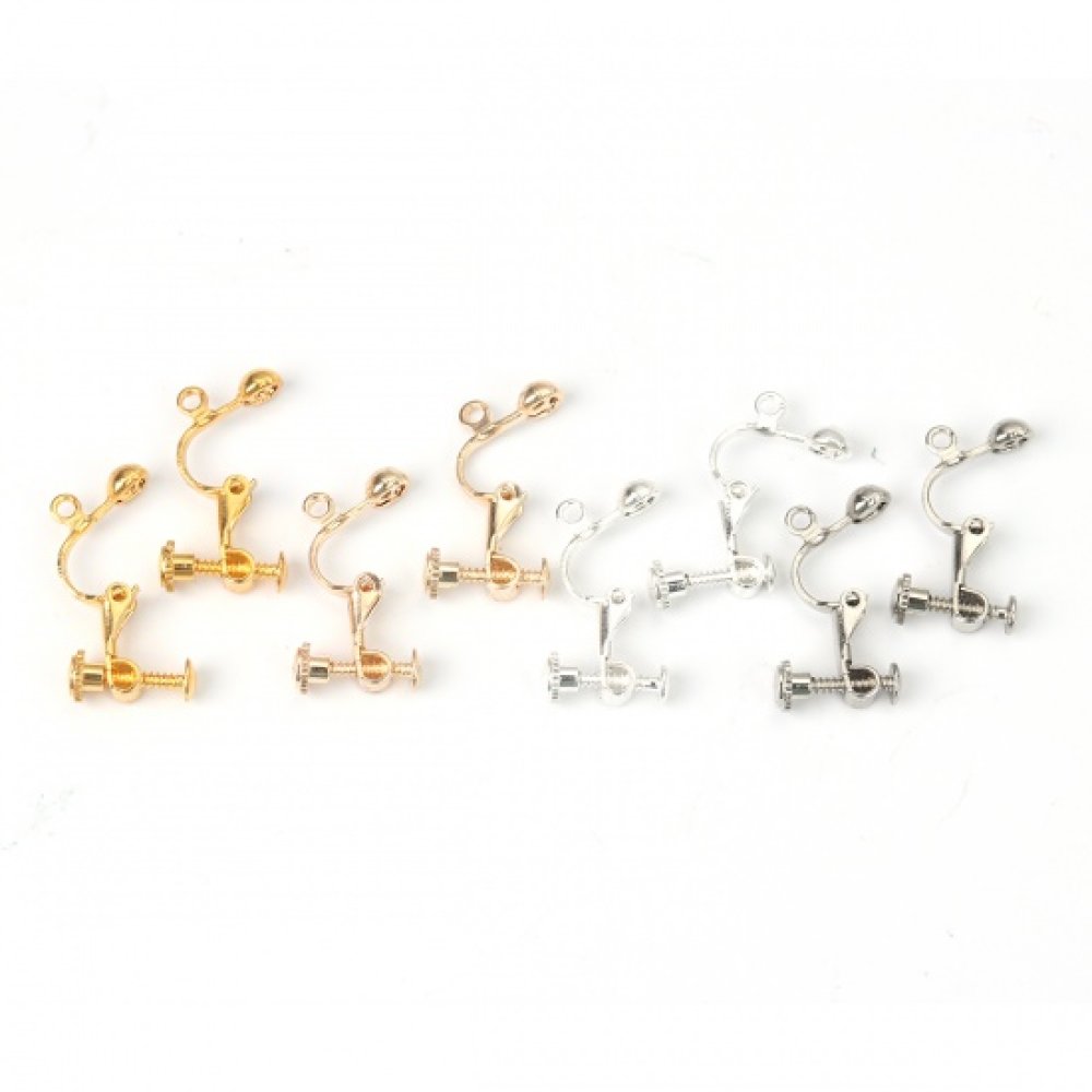 Support Boucle d'oreille Clip réglable à vis argent Vieilli 13 x 18 mm x 1 paire