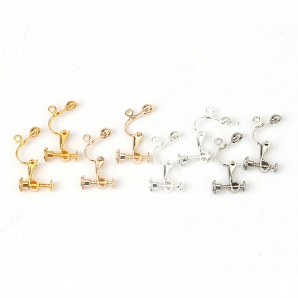 Support Boucle d'oreille Clip r&eacute;glable &agrave; vis argent Vieilli 13 x 18 mm x 1 paire