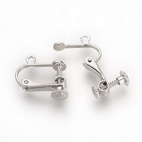 Support Boucle d'oreille Clip r&eacute;glable &agrave; vis argent Vieilli 15 x 17 mm x 1 paire