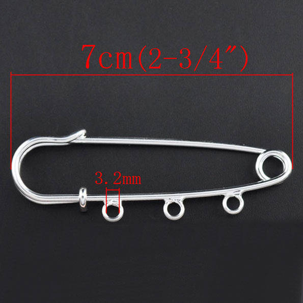 Brosjeholder Sølv 3 ringer 70x20mm N°003-par1 