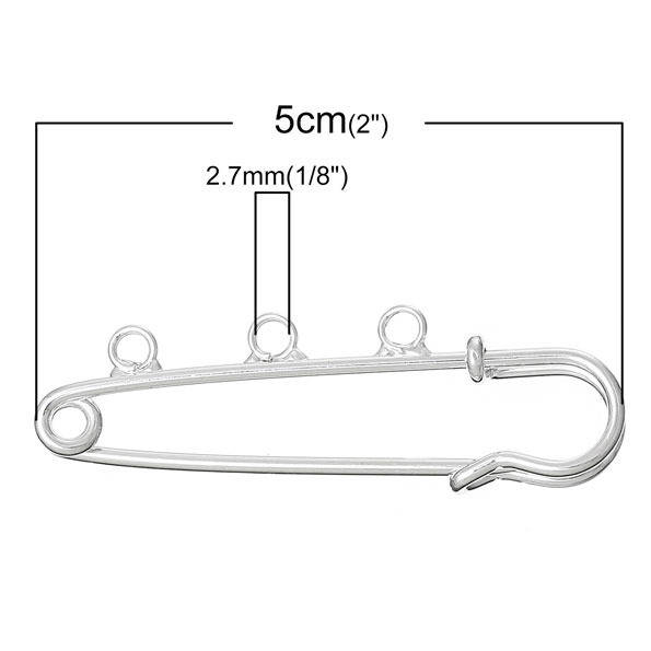 Brosjeholder Sølv 3 ringer 50x15 mm N°002-par1 