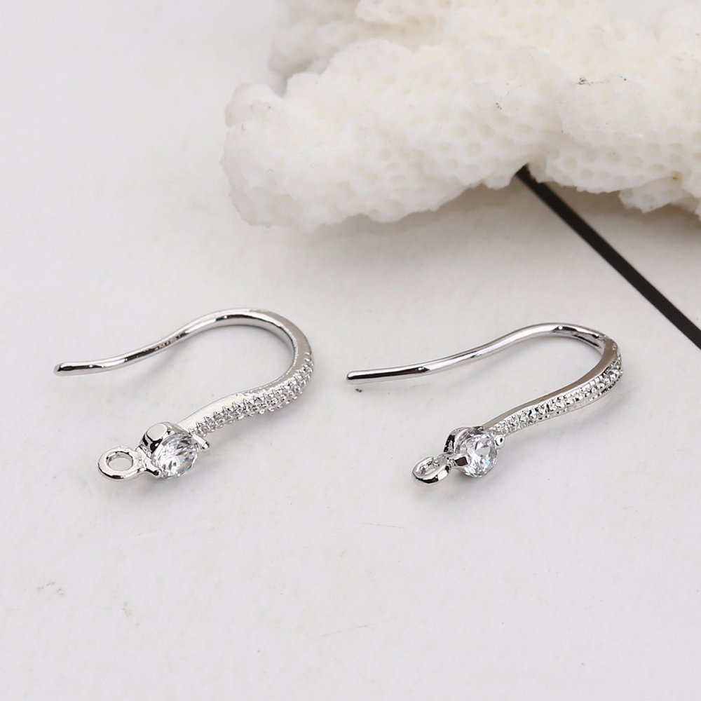 Øredobbholder N°01 Platina belagt krok og Transparent Strass