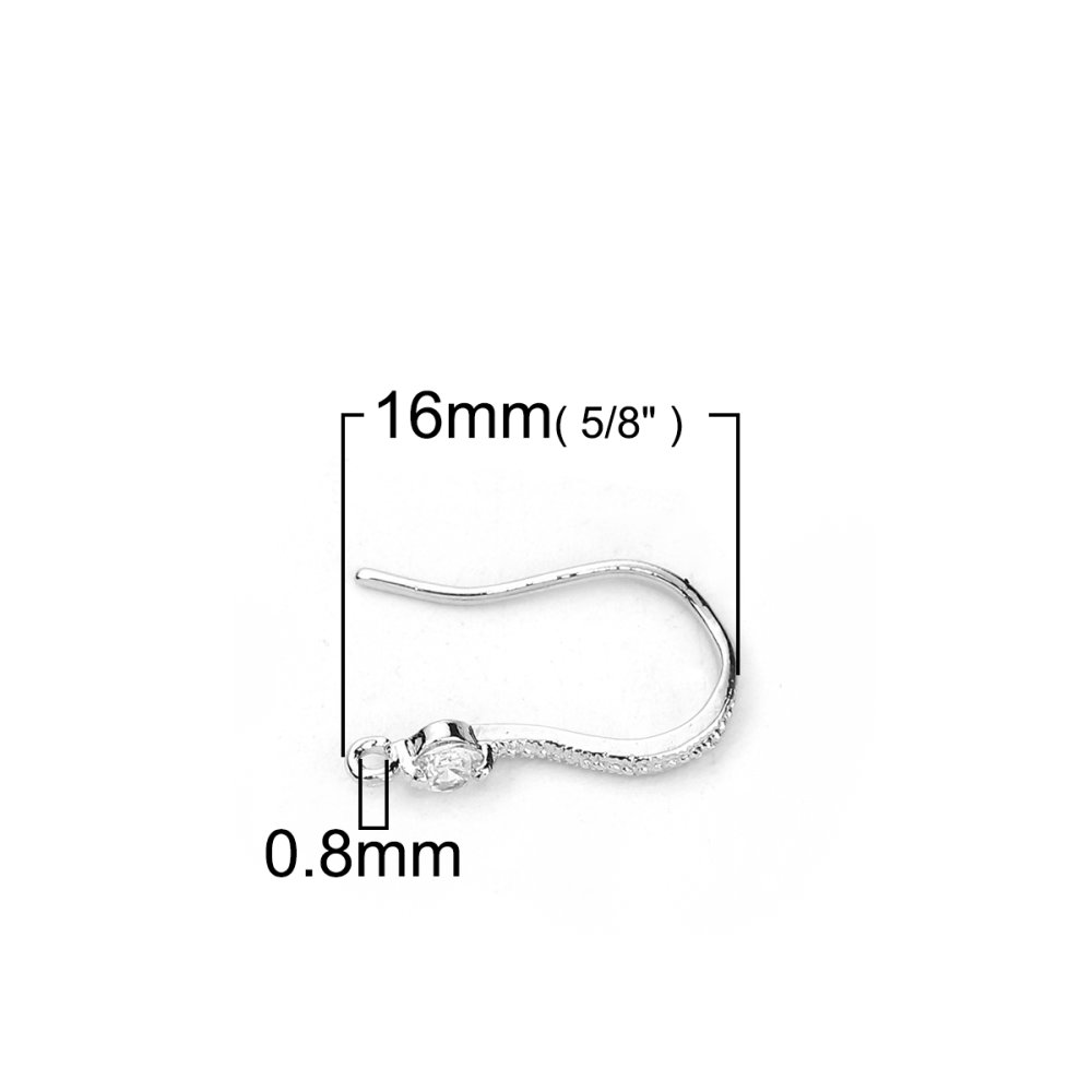 Øredobbholder N°01 Platina belagt krok og Transparent Strass