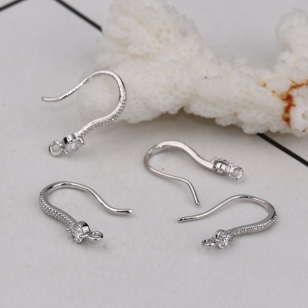 Øredobbholder N°01 Platina belagt krok og Transparent Strass