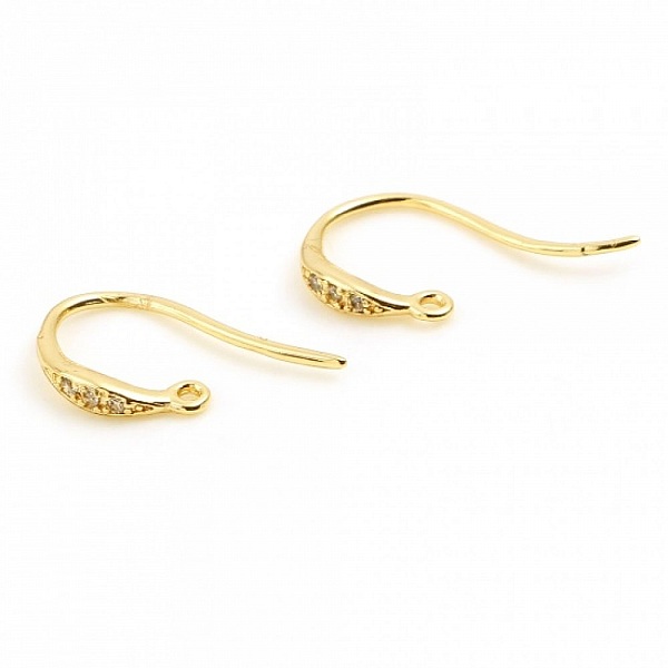 &Oslash;redobbeholder N&deg;33 18K gullbelagt krok og gjennomsiktig strass