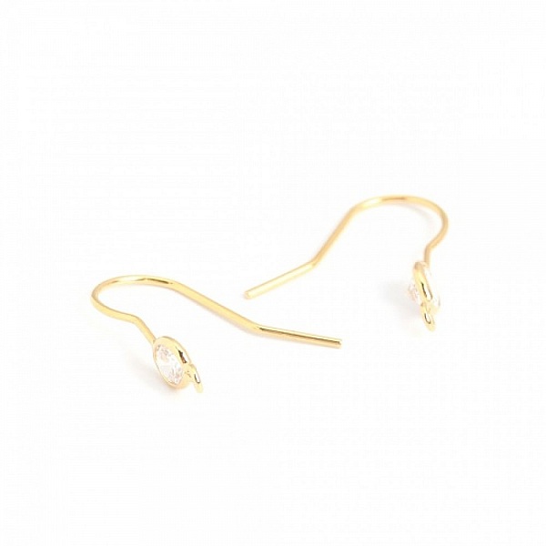 &Oslash;redobbeholder N&deg;35 18K gullbelagt krok og gjennomsiktig strass