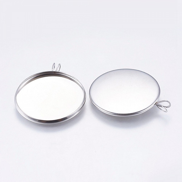 Cabochon Holder 25 mm S&oslash;lv Antikk, Rustfritt st&aring;l