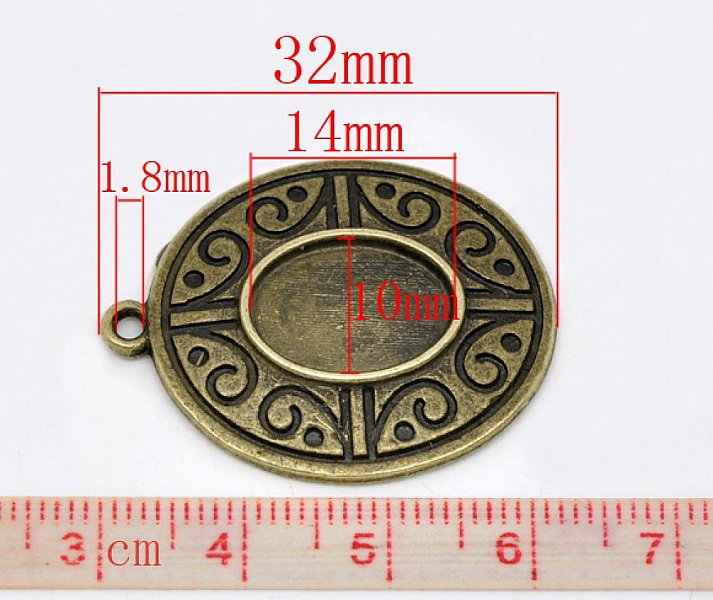 Support cabochon Ovale de 14 X 10 mm Bronze N&deg;06