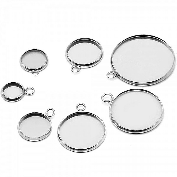 Rund cabochonholder 10 mm Rustfritt st&aring;l N&deg;05 &Aring;pen ring
