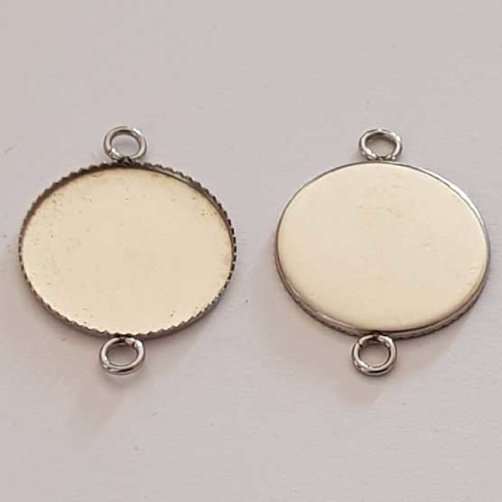 Rund cabochonholder 18 mm Rustfritt stål 2 ringer