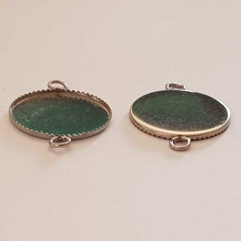 Rund cabochonholder 18 mm Rustfritt stål 2 ringer
