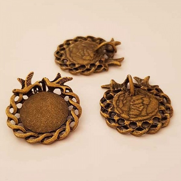 Support cabochon rond 18 mm Bronze N&deg;02