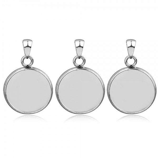 Rund cabochonholder 18 mm Rustfritt st&aring;l N&deg;04