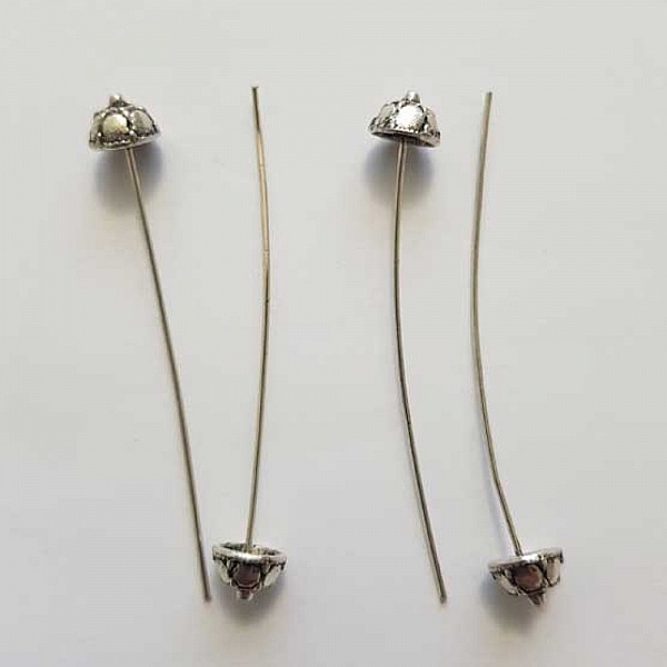 Tige / clou 52mm &agrave; t&ecirc;te boule fantaisie N&deg;03 argent Vieilli x 1 pi&egrave;ce