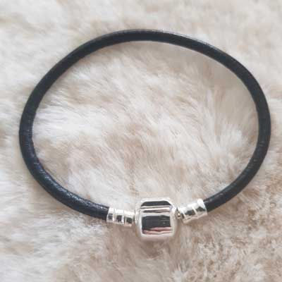European Clip Bracelet Plain 01 FRA 15 TIL 23 CM Svart