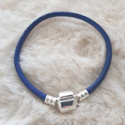 European Clip Bracelet Plain 01 FRA 15 TIL 23 CM Blå