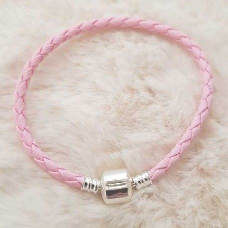 Europeisk flettet klipsarmbånd Plain 02 FRA 15 TIL 23 CM Pink