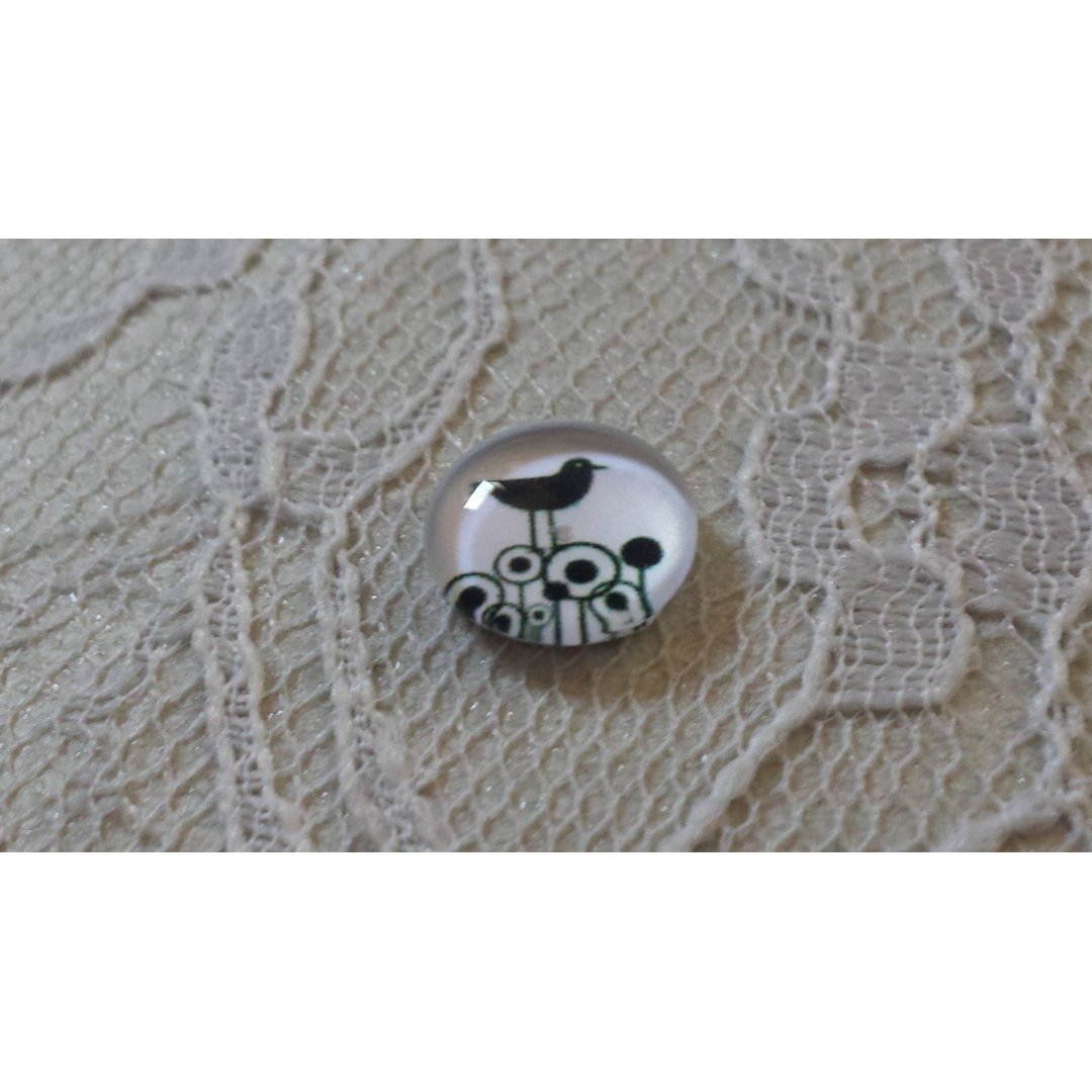 rund glass cabochon 10mm fugler 018 
