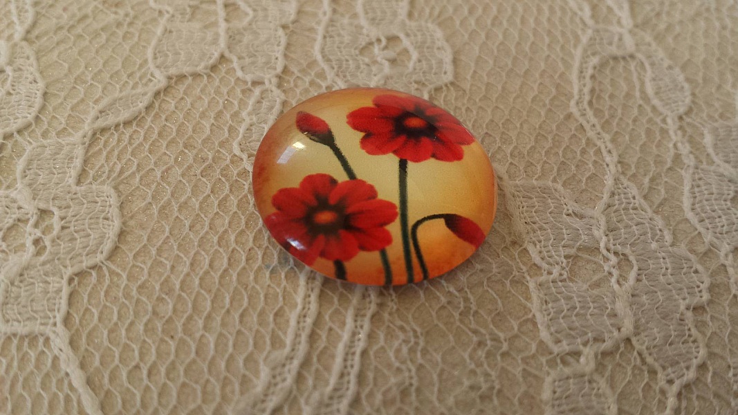 glass cabochon rund 20mm blomst 01-049 