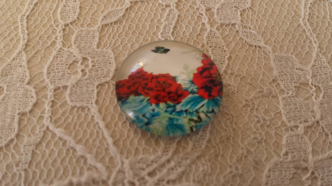 glass cabochon rund 20mm blomst 01-047 