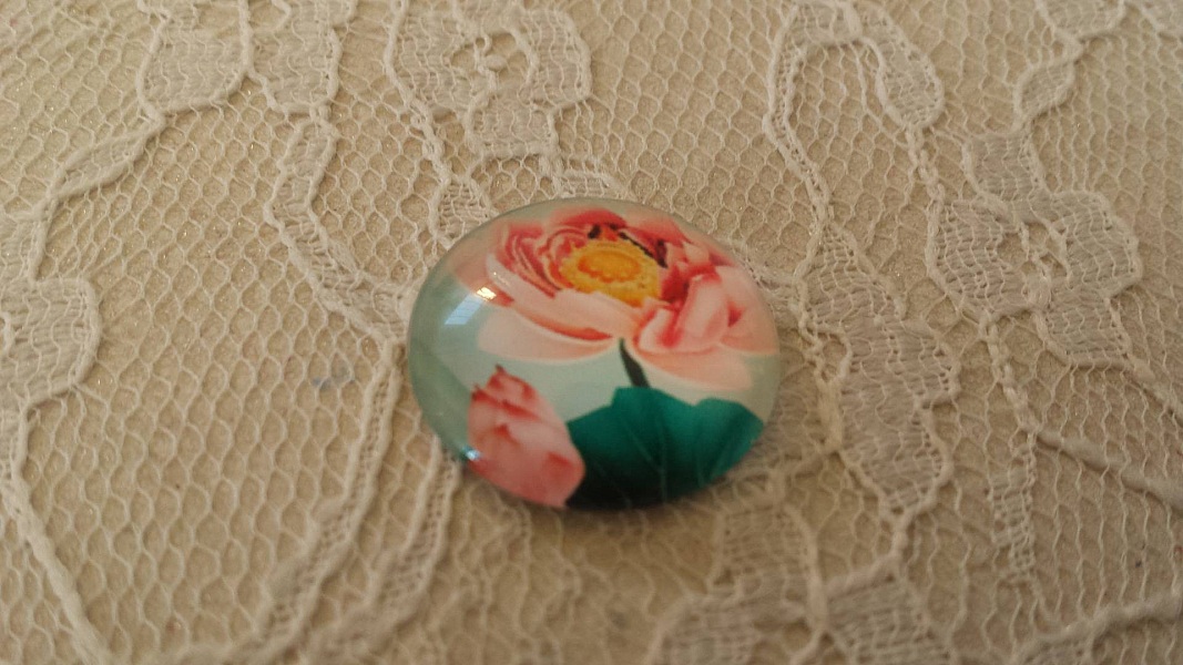 glass cabochon rund 20mm blomst 01-048 