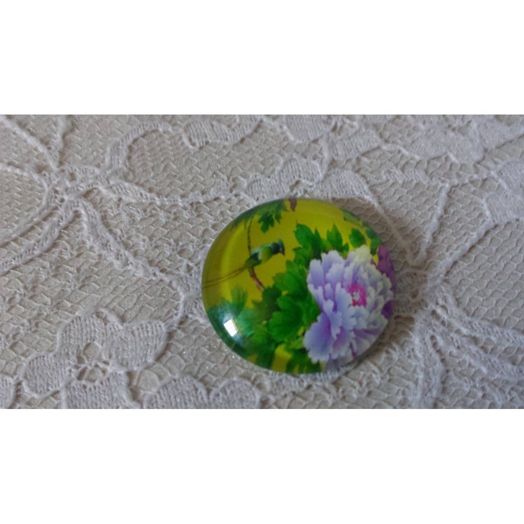 glass cabochon rund 20mm blomst 01-044 