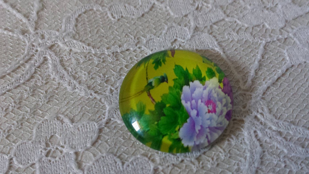 glass cabochon rund 20mm blomst 01-044 