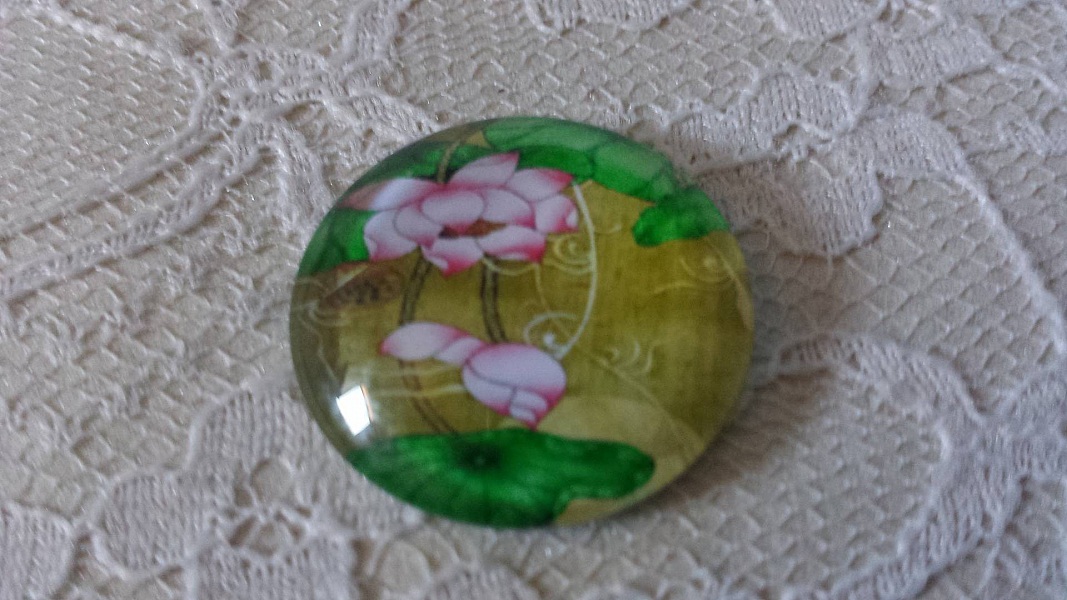 glass cabochon rund 20mm blomst 01-043 