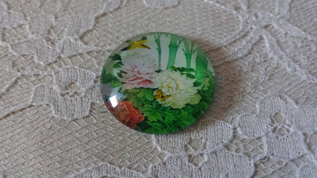 glass cabochon rund 20mm blomst 01-041 
