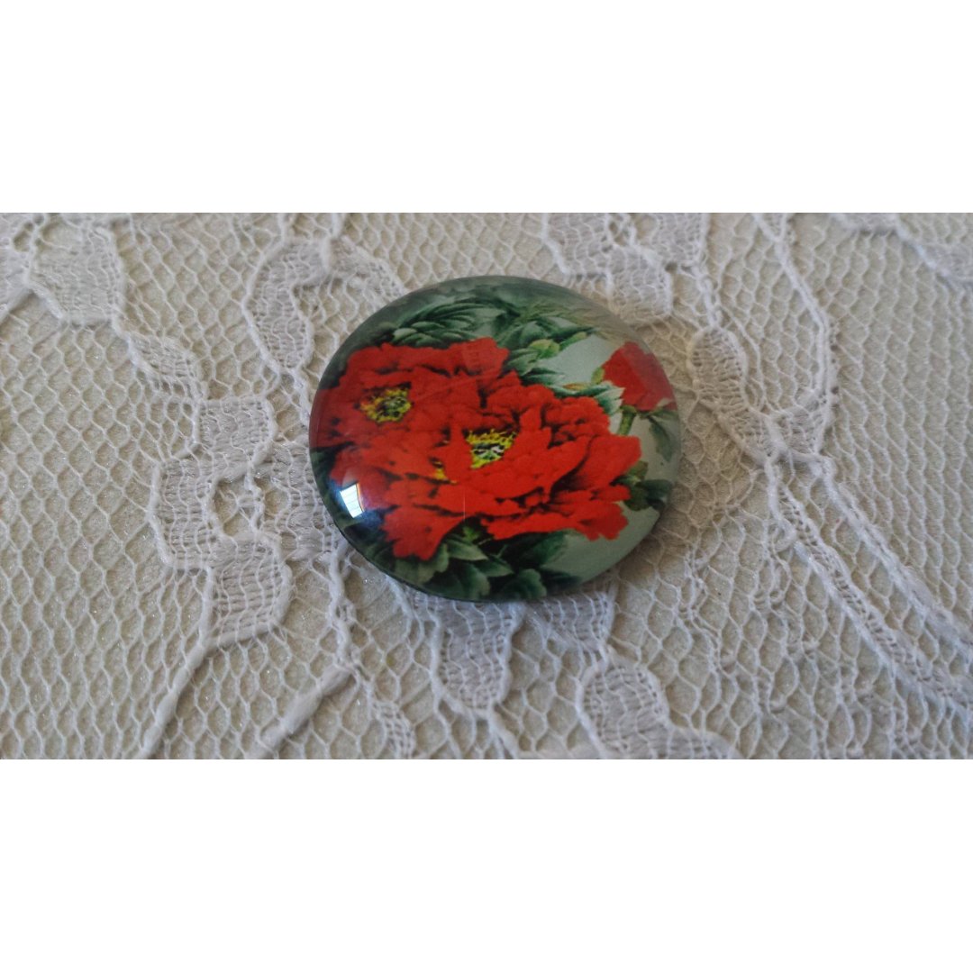 glass cabochon rund 20mm blomst 01-035 