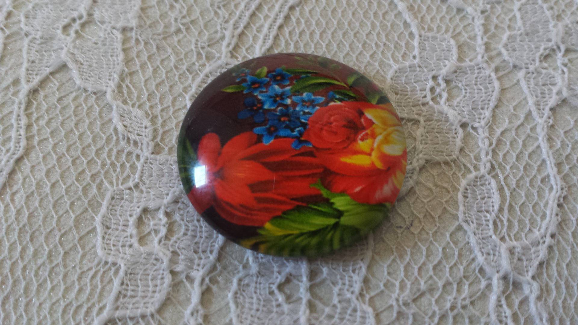 glass cabochon rund 20mm blomst 01-031 