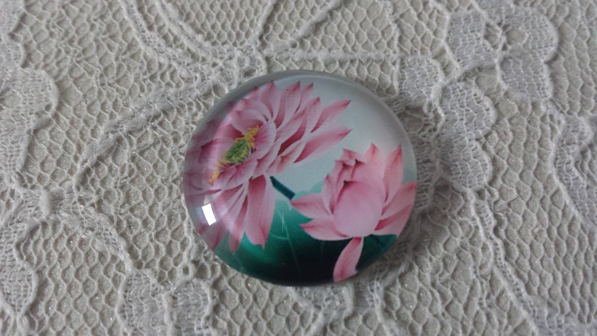 glass cabochon rundt 20mm blomst 01-025 