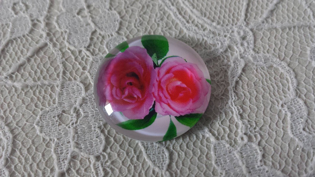 glass cabochon rund 20mm blomst 01-023 