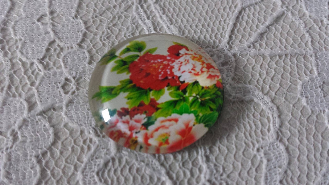 glass cabochon rund 20mm blomst 01-021 